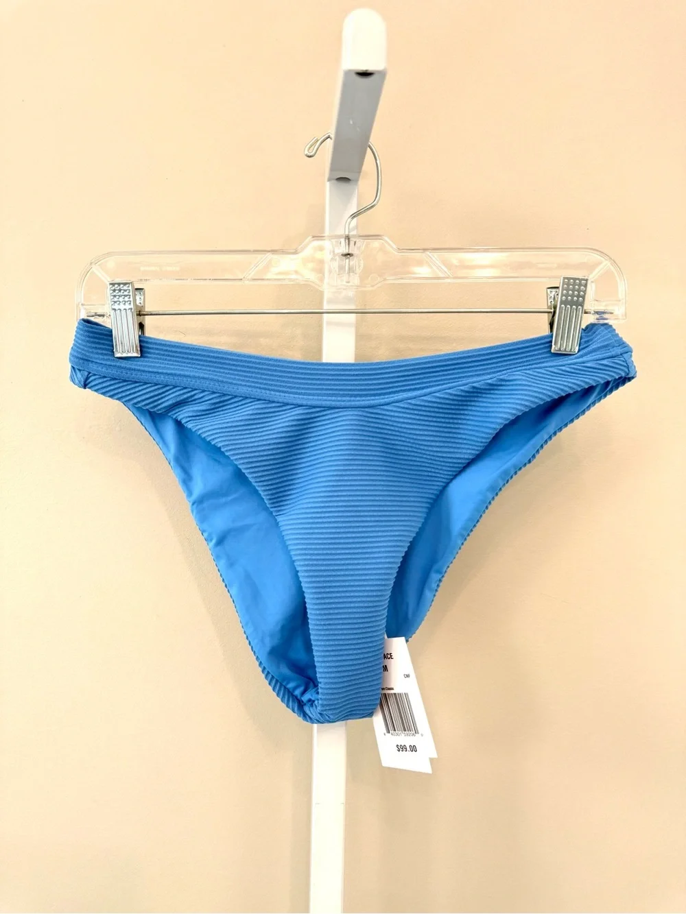 L*Space Mercer Classic Bikini Bottom Light Blue Textured High Cut NWT